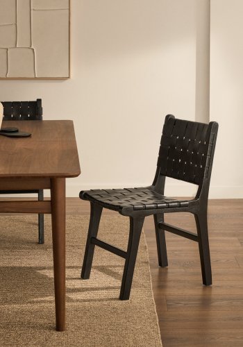 KAVE HOME Calixta spisebordsstol - sort lder og sort mahognitr