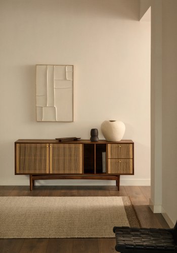 KAVE HOME Nifelia jacquardtppe i beige uld, 160 x 230 cm