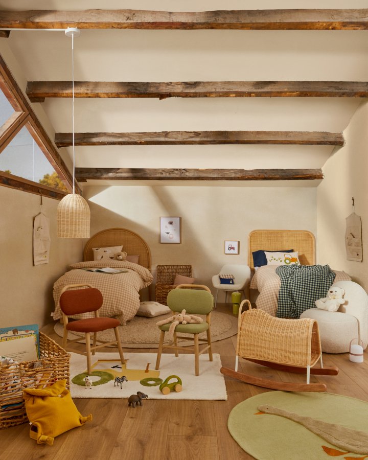 KAVE HOME Pecky beige, 100 % bomuldstppe med traktorfunktion, 90 x 150 cm