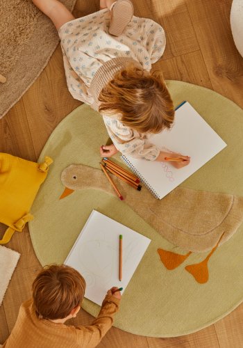 KAVE HOME Milu grn, 100% bomuldstppe med gsetrk, 100 cm