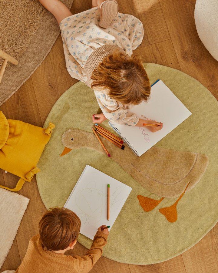 KAVE HOME Milu grn, 100% bomuldstppe med gsetrk, 100 cm