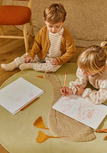 KAVE HOME Milu grn, 100% bomuldstppe med gsetrk, 100 cm