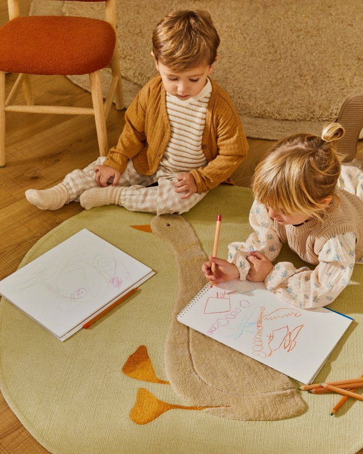 KAVE HOME Milu grn, 100% bomuldstppe med gsetrk, 100 cm