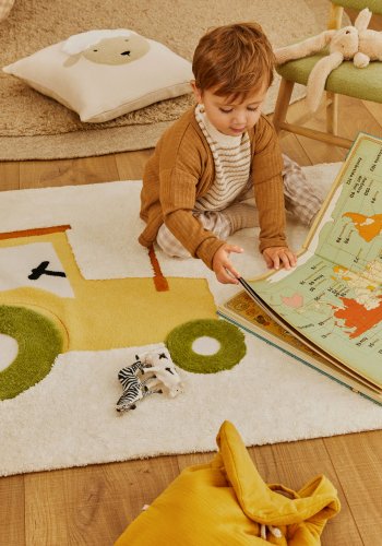 KAVE HOME Pecky beige, 100 % bomuldstppe med traktorfunktion, 90 x 150 cm