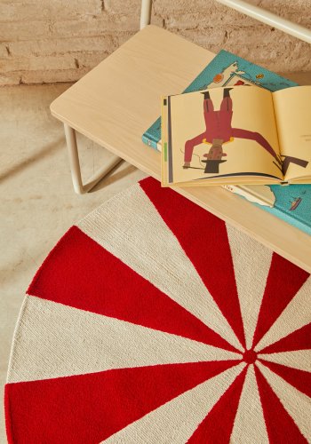 KAVE HOME Wirla beige og rd, 100% bomuldstppe, 100 cm