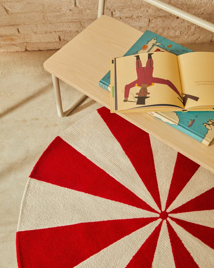 KAVE HOME Wirla beige og rd, 100% bomuldstppe, 100 cm