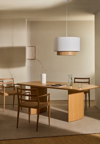 KAVE HOME Erna loftslampeskrm i bambus i naturlig og hvid finish  60 cm