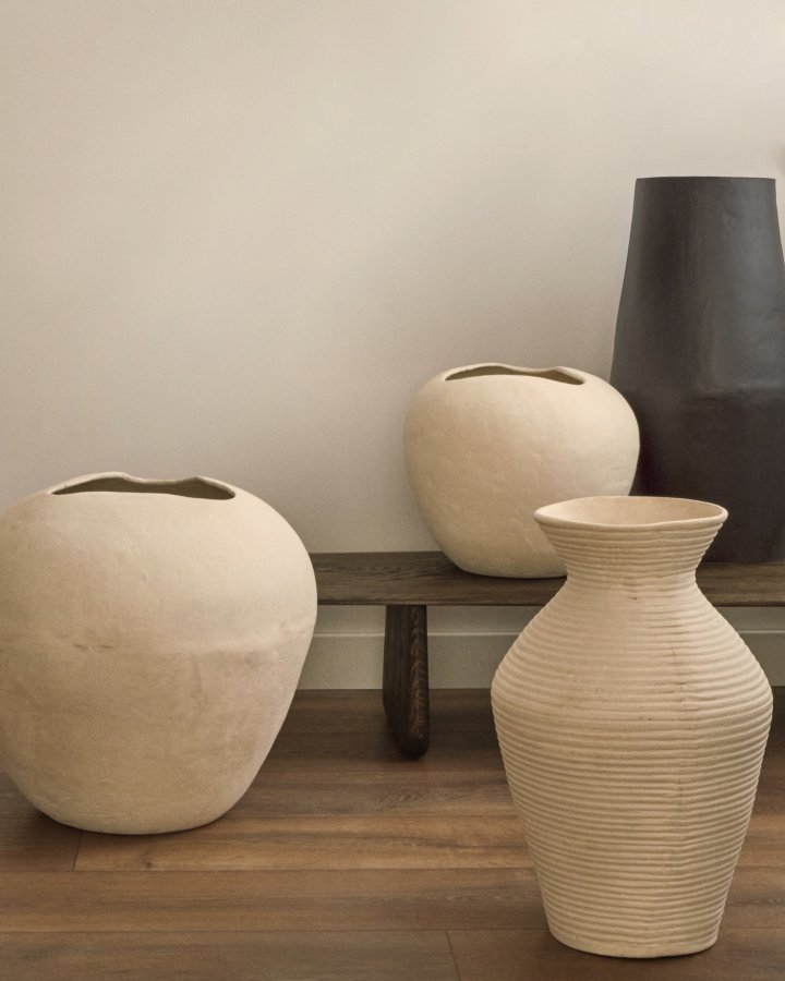 KAVE HOME Pria hvid, papmaché vase, 51 cm