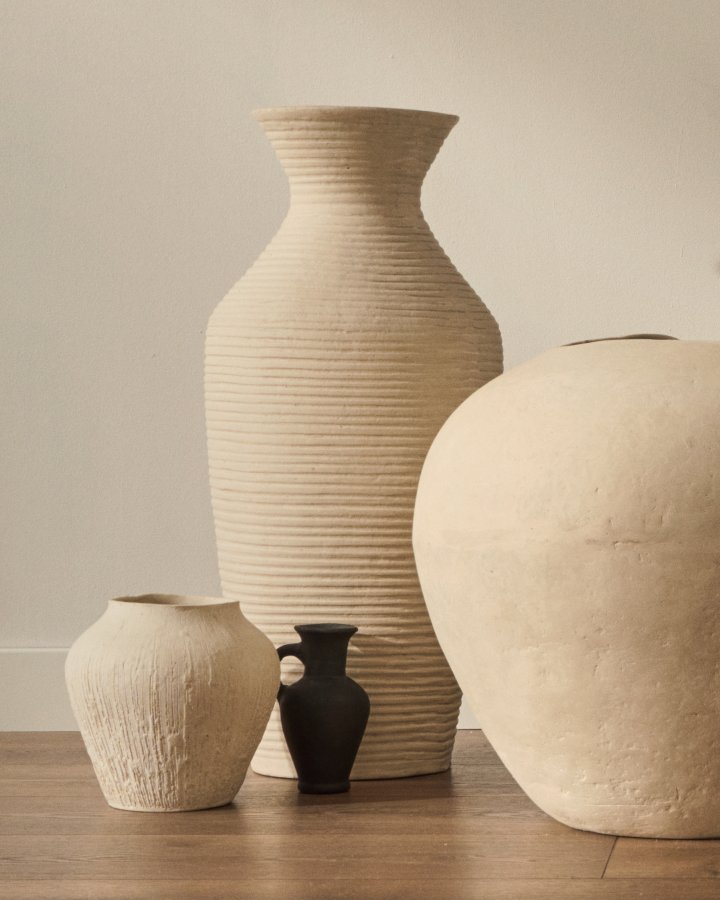 KAVE HOME Pria hvid, papmaché vase, 72 cm
