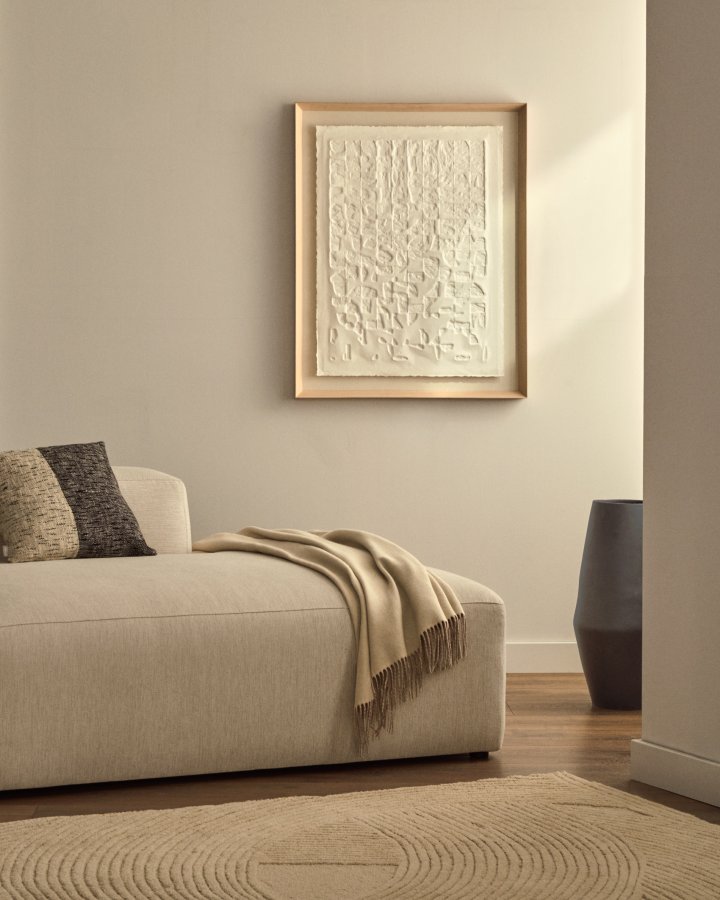 KAVE HOME Annia billede, rektangulr - hvid papmaché (90x70)