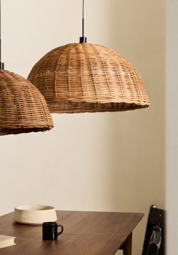 KAVE HOME Jornets loftlampeskrm i rattan i naturlig finish  80 cm