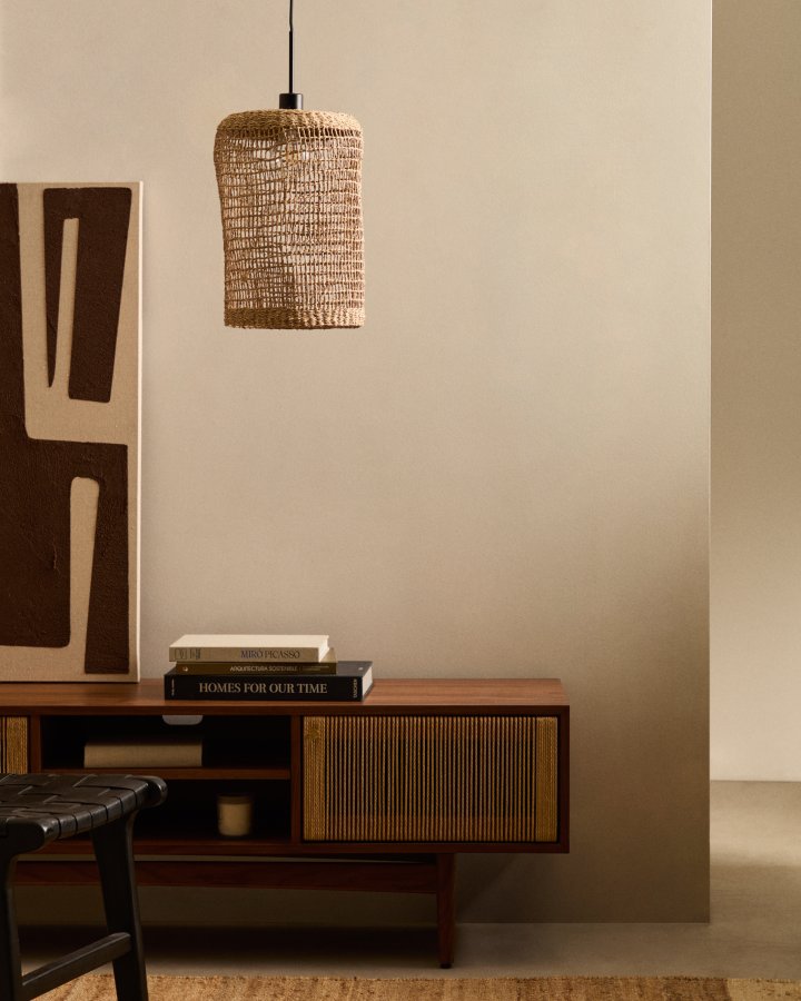 KAVE HOME Laiar loftlampeskrm i rattan i naturlig finish 27 cm