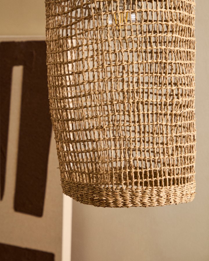 KAVE HOME Laiar loftlampeskrm i rattan i naturlig finish 27 cm