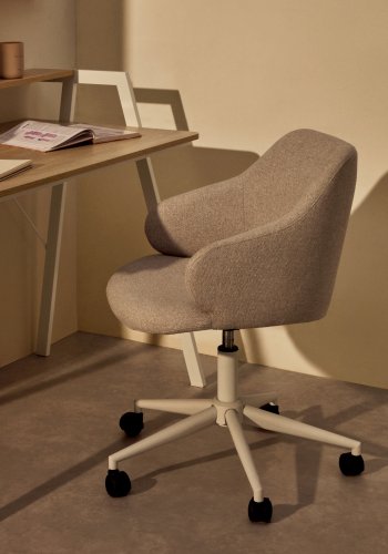 KAVE HOME Einara kontorstol, m. armln - lysegr stof og polypropylen