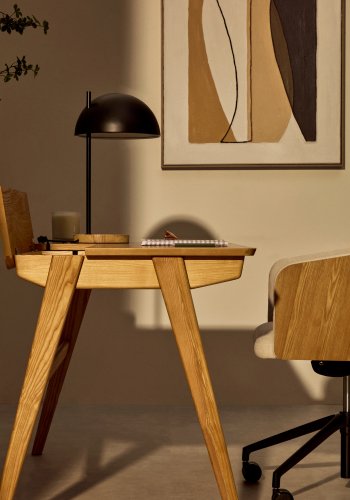 KAVE HOME Jakes skrivebord - natur asketrsfinér/asketr, m. 2 skuffer