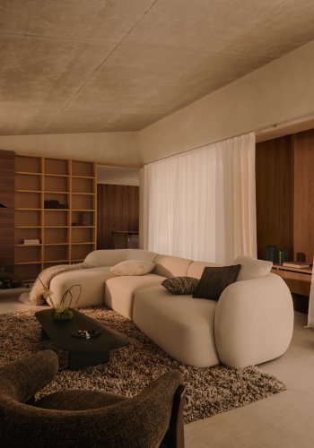 KAVE HOME Modulopbygget 4-personers sofa Martina i ecru chenille med venstre chaiselong 377 cm