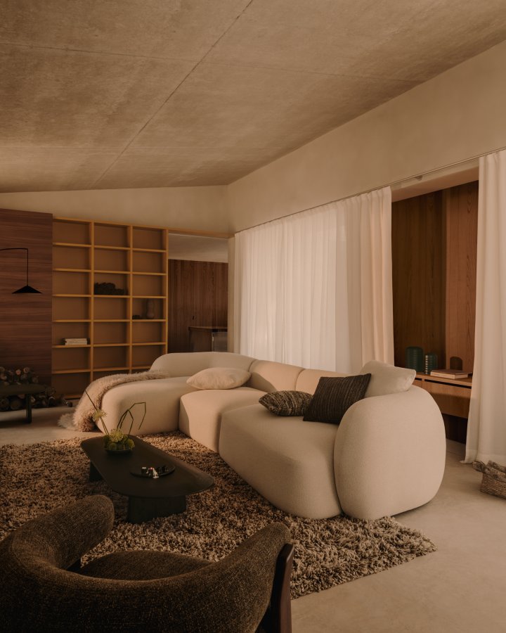 KAVE HOME Modulopbygget 4-personers sofa Martina i ecru chenille med venstre chaiselong 377 cm