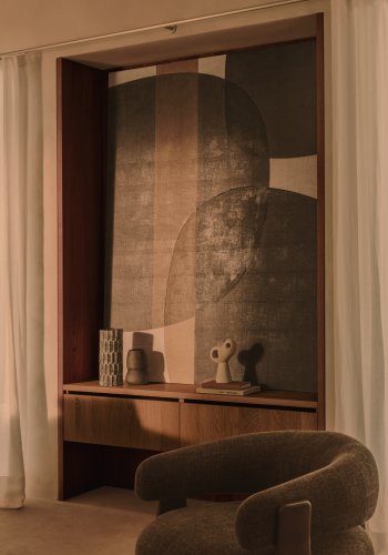 KAVE HOME Tonol, brunt abstrakt lrred, 180 x 140 cm