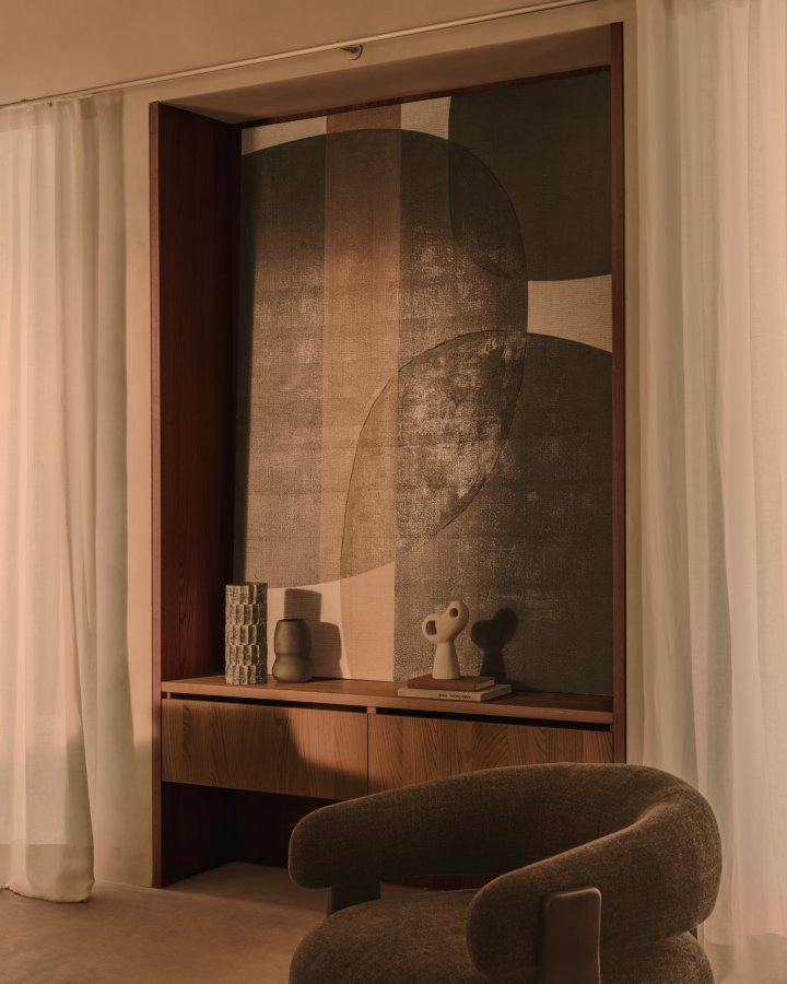 KAVE HOME Tonol, brunt abstrakt lrred, 180 x 140 cm