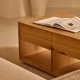 KAVE HOME Alguema sofabord, m. 2 skuffer  og 2 rum - natur egefiner (140x60)