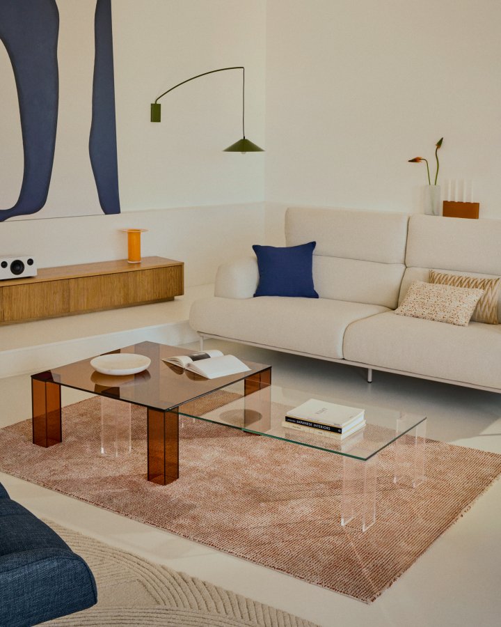 KAVE HOME Adularia sidebord, kvadratisk - brun hrdet glas (85x85)