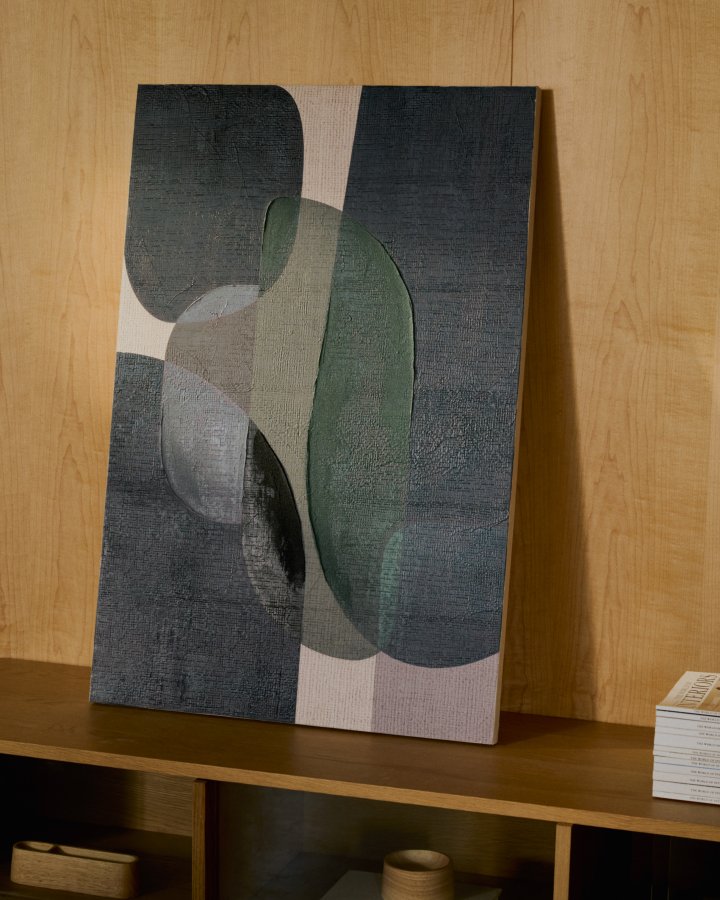 KAVE HOME Nemsa bl og grn abstrakt lrred, 90 x 60 cm