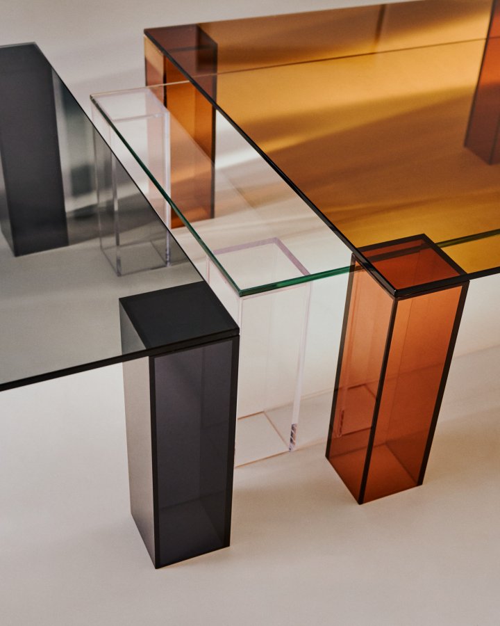 KAVE HOME Adularia sidebord, kvadratisk - klar hrdet glas (85x85)