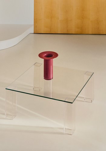 KAVE HOME Adularia sidebord, kvadratisk - klar hrdet glas (85x85)