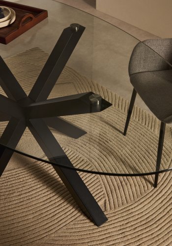 KAVE HOME Argo spisebord, oval - klar glas og sort stl (200x100)