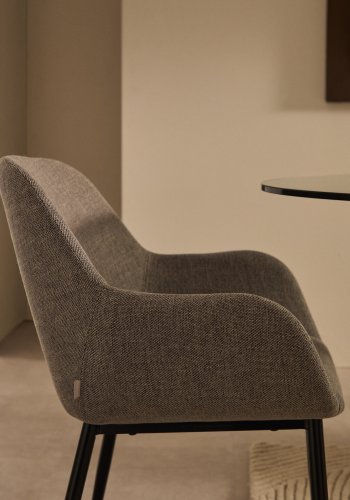 KAVE HOME Konna lnestol, m. armln - gr stof og sort stl
