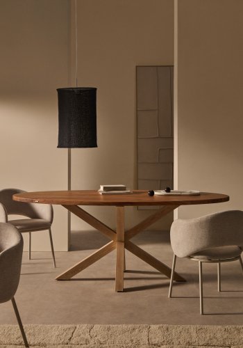 KAVE HOME Argo spisebord, oval - natur akacietr og stl med trfinish (200x100)