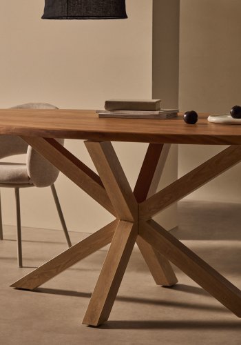 KAVE HOME Argo spisebord, oval - natur akacietr og stl med trfinish (200x100)