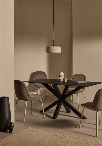 KAVE HOME Argo spisebord, rektangulr - matteret sort glas og sort stl (160x90)