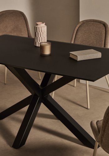 KAVE HOME Argo spisebord, rektangulr - matteret sort glas og sort stl (160x90)