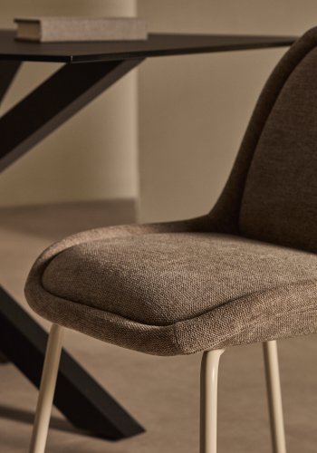 KAVE HOME Aimin spisebordsstol - brun chenille stof og mat beige stl