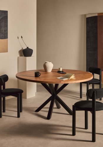 KAVE HOME Argo spisebord, rund - natur akacietr og sort stl (150)