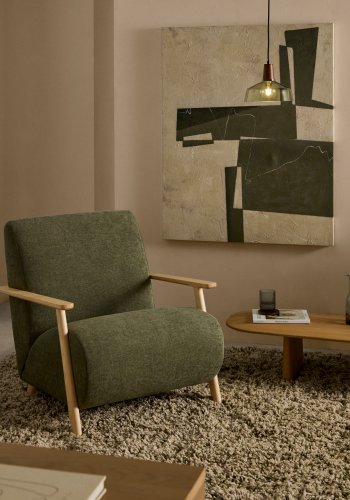 KAVE HOME Fida, grn abstrakt lrred, 118 x 94 cm