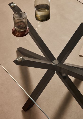 KAVE HOME rektangulr Argon sofabord - klar glas og sort stl (130x70)