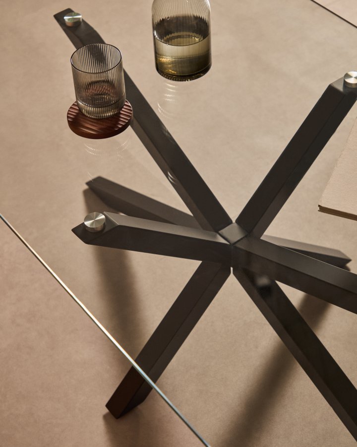 KAVE HOME rektangulr Argon sofabord - klar glas og sort stl (130x70)