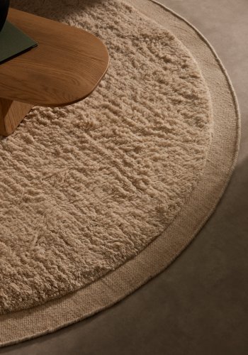 KAVE HOME Marely rundt, hvidt, uldtppe, 200 cm