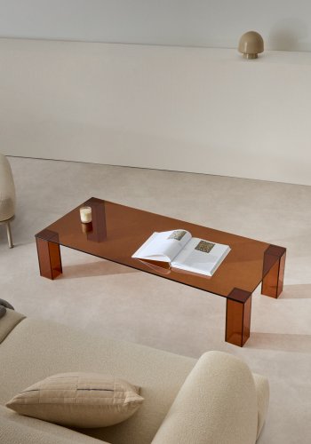 KAVE HOME Adularia sofabord, rektangulr - brun hrdet glas (140x60)