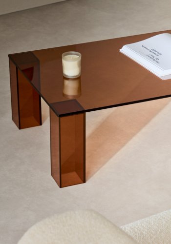 KAVE HOME Adularia sofabord, rektangulr - brun hrdet glas (140x60)