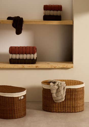 KAVE HOME Indali st med 2 rattankurve, 50 cm / 55 cm