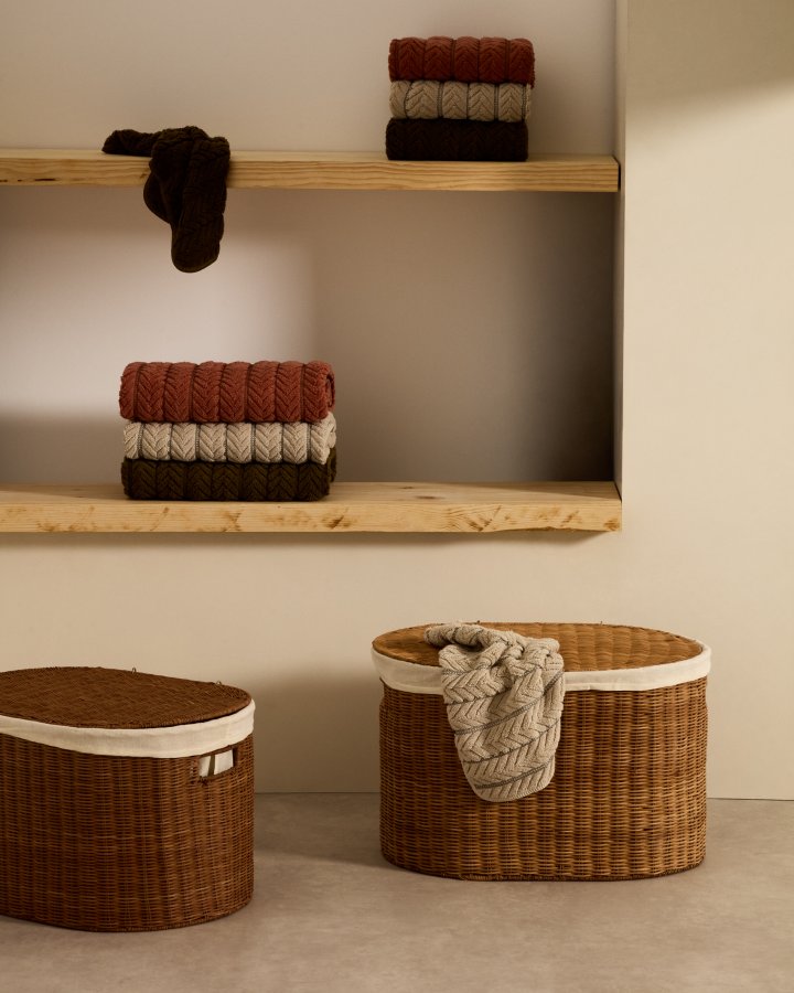 KAVE HOME Indali st med 2 rattankurve, 50 cm / 55 cm