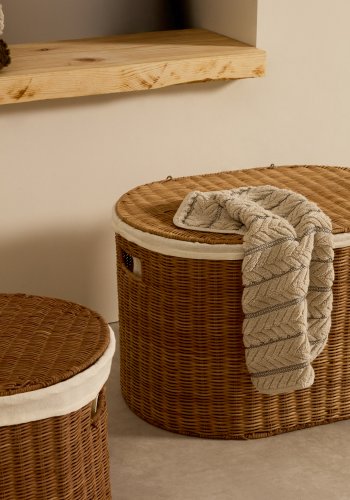 KAVE HOME Indali st med 2 rattankurve, 50 cm / 55 cm