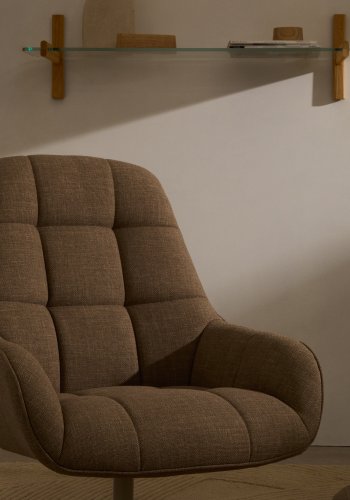 KAVE HOME Jaspe lysebrun drejelig lnestol med grlakeret metal, FSC 100%