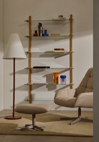 KAVE HOME Jaspe beige drejelig lnestol med grlakeret metal, FSC 100%