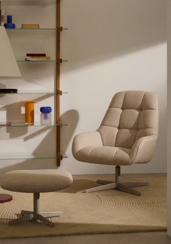 KAVE HOME Jaspe beige fodsttte med grt metal, FSC 100%