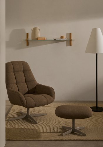 KAVE HOME Jaspe lysebrun fodsttte med grt metal, FSC 100%