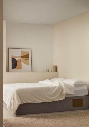 KAVE HOME Matters foldesofa, m. opbevaring - gr stof (til en 160x200 cm madras)